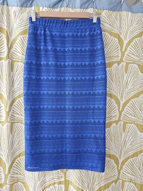 Quinn Royal Blue Crochet Pencil Skirt
